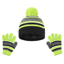 Mikilon Kids Winter Hat Warm Knit Thick Ski Head Hat Gloves Set For Girls And Boys
