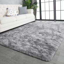 Fluffy Shag Area Rug Silver Gray 6x9 ft