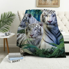 Wild Animal Theme Tiger Blanket – Soft Sherpa Throw for Bed, Sofa, Kids & Adults – Safari White Tiger Decor, Warm & Fuzzy