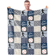 Couverture de baseball Gresahom – Douce couverture polaire, cadeau sportif pour garçons, hommes et fans, 76 x 102 cm, cadeau d'anniversaire, de