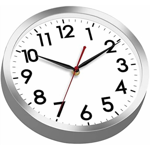 12" Silent Battery Wall Clock – Modern Silver, Non-Ticking, Compatible with Home/Office Decor 1