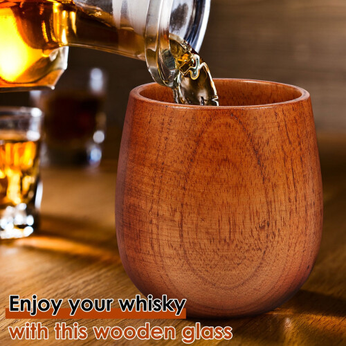 2 τεμάχια ξύλινα ποτήρια ουίσκι Bourbon των 250ml – Vintage ξύλινο γυάλινο σετ, συμβατό με 2