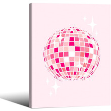 Affiche murale boule disco rose 12x16 pouces
