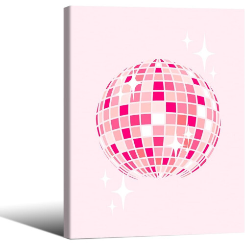 Affiche murale boule disco rose 12x16 pouces