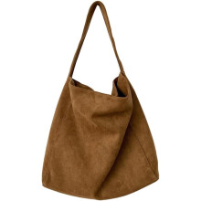Large Suede Shoulder Bag for Women Vegan Leather Tote Bags Suede Purse Fall Retro Slouchy Hobo Handbag