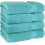 Ensemble de 4 serviettes de bain turques, 100 % coton, extra larges et douces, turquoise. 3