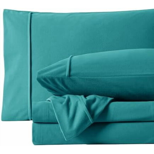 Ensemble de draps en flanelle pour lit simple – Microfibre doublement brossée, 1