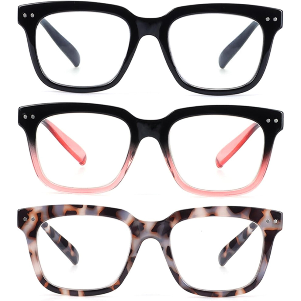 Ladies Reading Glasses Blue Light Blocking Spring Hinge Computer Readers, Fashion Eyeglasses for Women Men