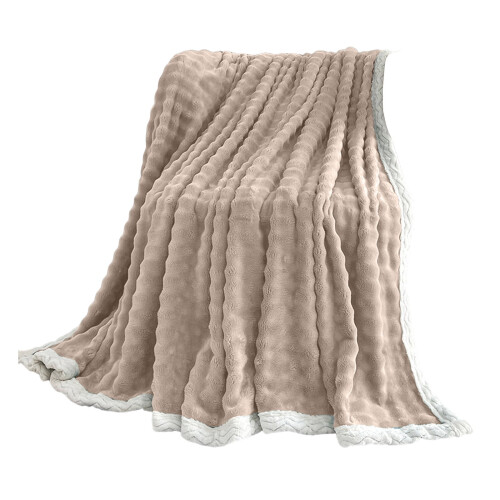 Fleece tæppe dobbeltsidet khaki 50x60 tommer 1
