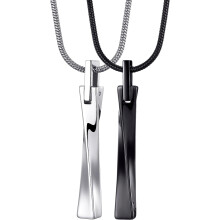 Tungsten Steel Bar Pendant Necklace for Men Women Twisted Bar Pendant with 22 Inch Stainless Steel Snake Chain