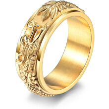 Bague pour homme, bague sculpture dragon, bague anti-anxiété, bague spinner, bague en acier inoxydable pour homme