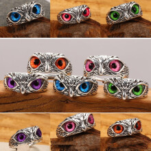Adjustable Owl Ring with Big Eyes Ultralight Simple Style Finger Band Women Men Engagement Wedding Ring Jewelry Gift
