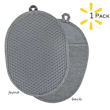 Manique en silicone 2 en 1 ZOUYUE, dessous de plat avec poches, grande manique antidérapante pour la cuisine et la pâtisserie (gris, lot de 1)