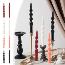 Bougies coniques en spirale pour la décoration intérieure, bougeoirs longue durée pour Noël, anniversaires, mariages et autres fêtes, noires