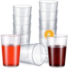 Paquete de 12 vasos de plástico transparente de 237 ml (8 oz) – Reutilizables, apilables, irrompibles y resistentes a roturas. Vasos para bebidas
