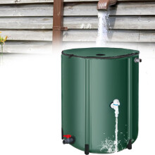 Rain Barrel with Filter Interface, Large Capacity Outdoor Rainwater Collection System, Green 1x1.25m