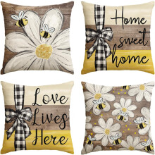 Housse de coussin Ă motif floral printanier 45 x 45 cm (18 x 18 pouces) en polyester