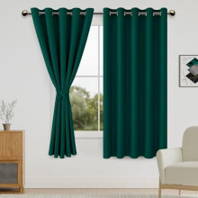 Verdunkelungsvorhänge fürs Schlafzimmer mit Raffhaltern – Dunkelgrün, 60 x 63 Zoll, Ösenaufhängung, 2er-Set, kompatibel mit