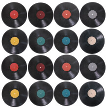16 st väggdekaler med vinylskivor för vardagsrum och sovrum, PVC retro musiktema dekoration