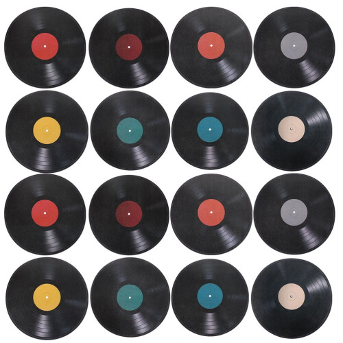 Conjunto de 16 adesivos de parede em vinil com tema musical retrô para sala de estar e quarto.