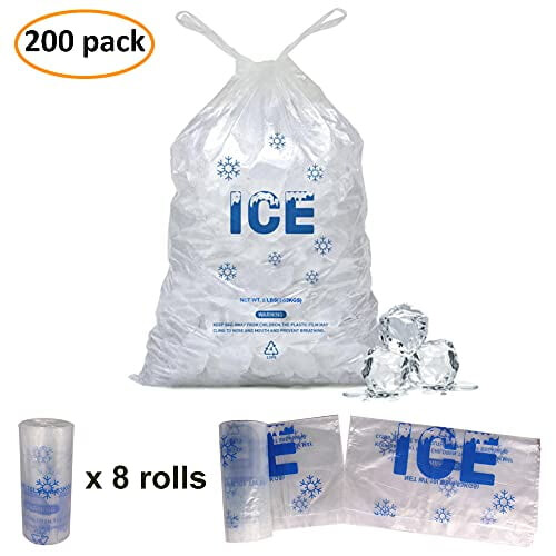 Pacote com 200 Sacos de Gelo de PE 11x19 polegadas com Cordão 1
