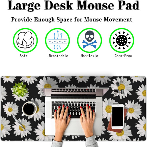 Μεγάλο μαύρο gaming mouse pad 35,4x15,7", αντιολισθητική βάση από καουτσούκ, αδιάβροχο, 1