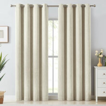 Elegant Cotton Room Darkening Curtains, 52x96", Natural Beige, Thermal Insulated, Grommet, 1Panel