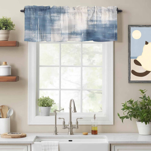 Blue Abstract Gradient Valance 54x18in Rod Pocket 1
