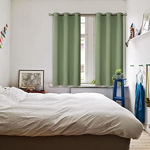 Polyester Blackout Curtains 63in Long, Grommet Thermal 2