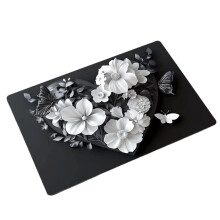 Tapis d'entrée antidérapant Cœur et Papillon – Polyester, 60 x 40 cm