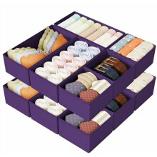 Organisateurs de tiroirs en tissu violet – Ensemble de 12 pièces