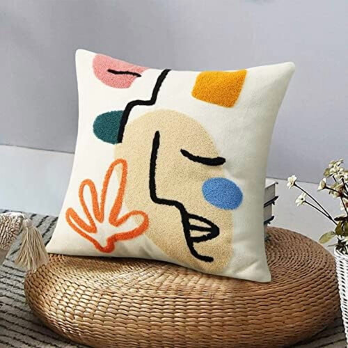 Față de pernă abstractă Boho, bumbac și acril, 45x45 cm