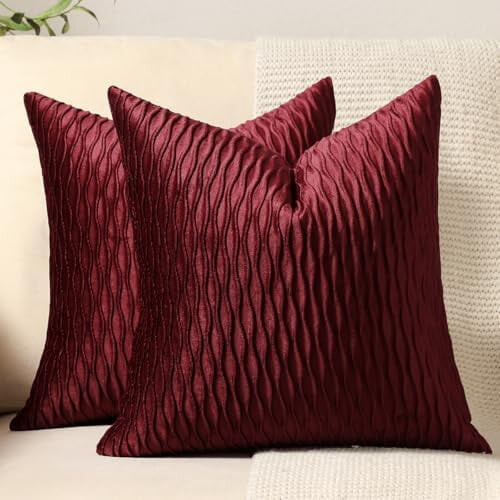 Housses de coussin bordeaux 45 x 45 cm – Lot de 2