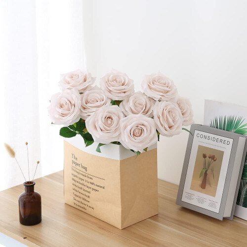 Buchet de trandafiri artificiali, 10 flori de mătase artificială 2