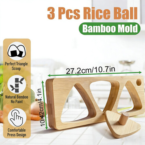 Bambus-Onigiri-Formenset mit Pressplatte 2