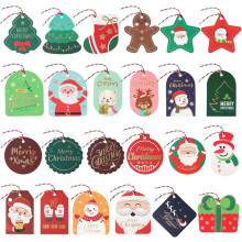Christmas Gift Tags with String, Gold Foil Colorful Hanging Xmas Gift Tags for DIY Gift Wrapping and Label Packaging