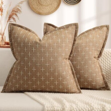 Ensemble de 2 housses de coussin en polyester 22x22 pouces avec bords à volants