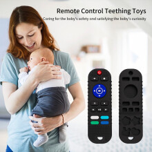 Silicone Baby Teething Toys, Remote Control Shape, for 3-12 Months, Soft Textured Sensory Chew Toys, Compatible with All Standard Teethers