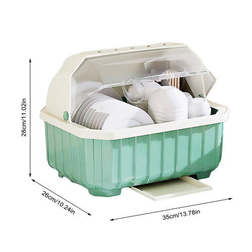 Plastic Dish Drying Rack with Cover and Drainboard 1