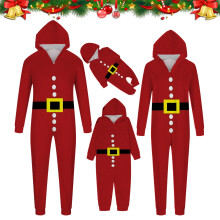 Bijpassende kerstpyjama's voor het hele gezin, onesie met capuchon en kerstmanprint, compatibel met de kerstkledingcollectie van 2025.