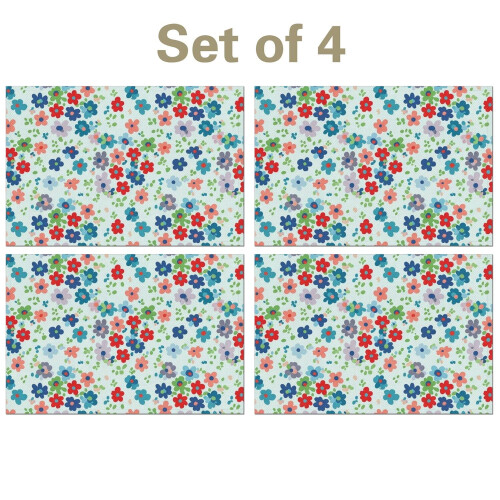 Tischsets aus Leinenmischgewebe mit Blumenmuster, 4er-Set