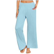 Damskie spodnie do spania z prostymi nogawkami i kieszeniami | 95% poliester, 5% spandex, rozciągliwe, do noszenia w domu, rozmiar S-5XL