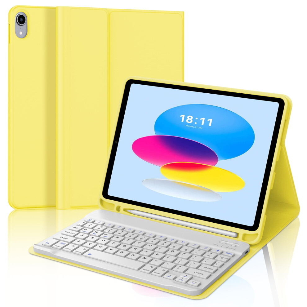 Compatible With Ipad 10Th Gen (2022, 10.9") Case With Detachable Bluetooth Keyboard, 7-Color Backlit, Pencil Holder, Smart Folio Â Black 9557311729409