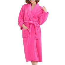 Modischer Fleece-Bademantel für Damen und Herren, weicher Flanell-Nachthemd, Kapuzenpyjama, langer Pyjama, Paar-Hauskleidung, Rosa