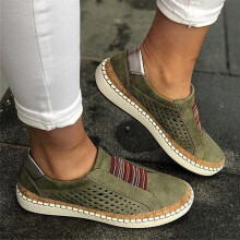 Mocassins femininos casuais, sapatilhas da moda para o verão, tamanho grande 42, verde – ideais para caminhadas ao ar livre