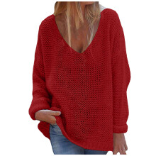 Suéteres de punto de invierno para mujer 2025. Suéter holgado de cuello en V de color liso. Suéter de un solo botón. Top tipo cárdigan. Abrigo
