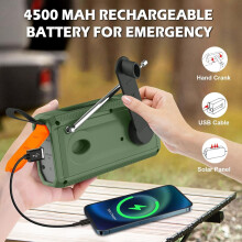 Hand Crank Radio DAB+/DAB/FM Radio 4500 MAh Zonne- Noodradio met LED Zaklamp, SOS Alarm