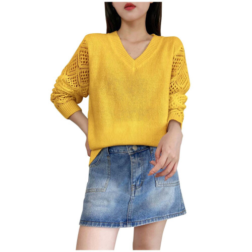 Hässliche Weihnachtspullover für Damen, langärmelige Pullover, lässige Herbstpullover mit V-Ausschnitt, gestrickte, leichte Oberteile