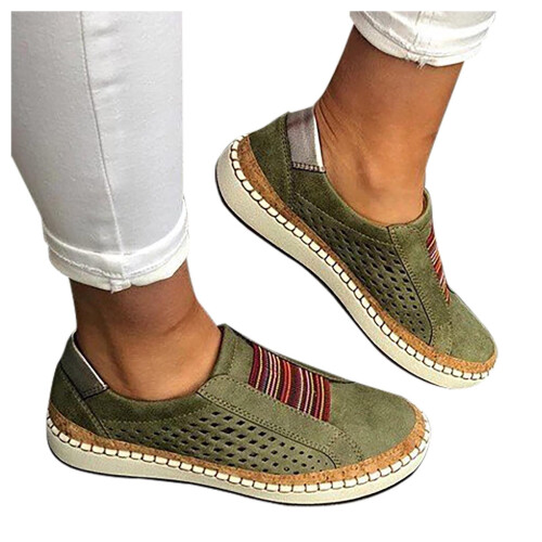 Γυναικεία Casual Slip-On Loafers, Μοντέρνα Φλατ για το Καλοκαίρι, Μεγάλο Μέγεθος 42, Πράσινα 2