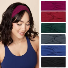 6er-Pack einfarbige, rutschfeste Haarbänder im Boho-Stil mit Print, weiche, elastische und atmungsaktive Haarbänder/Turbane für Damen und